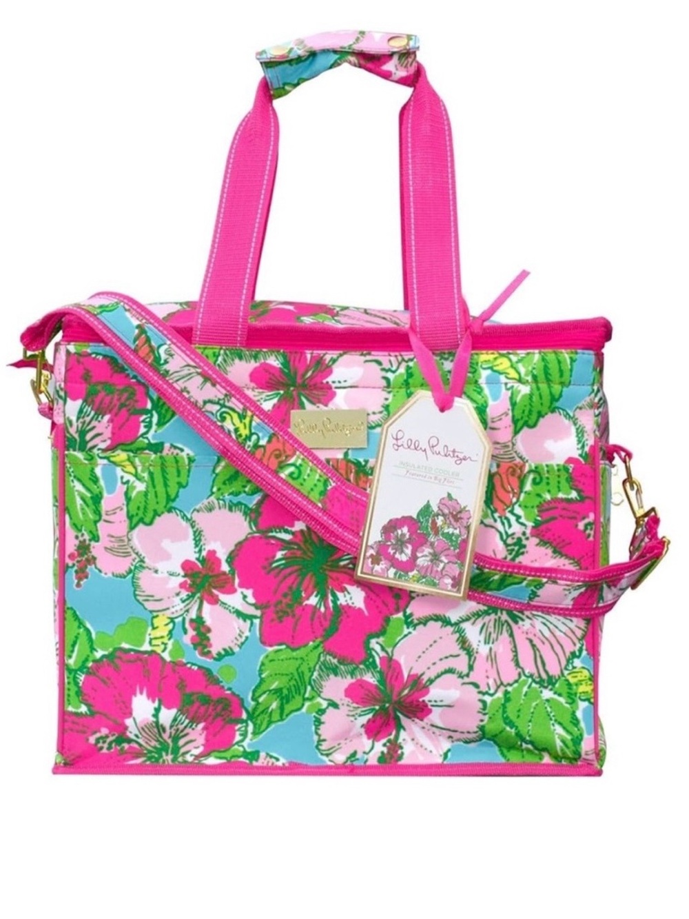 Lilly Pulitzer Hot Pink & Turquoise Floral Tote